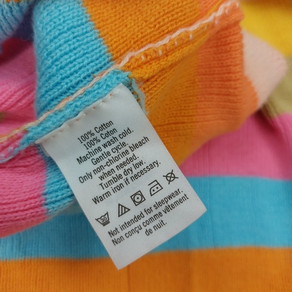 JANIE AND JACK GIRLS ORANGE MULTICOLORED RAINBOW STRIPED KNIT SLEEVELESS DRESS 4
